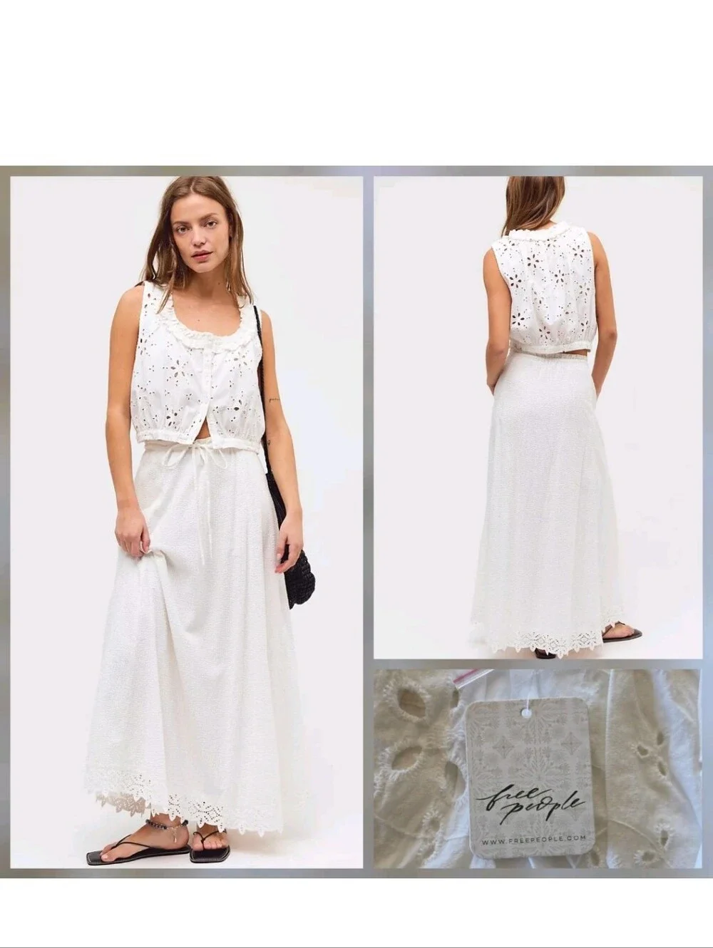 NWT Free People Madelyn Cotton Maxi Skirt Set – Sugar Swizzle – Large